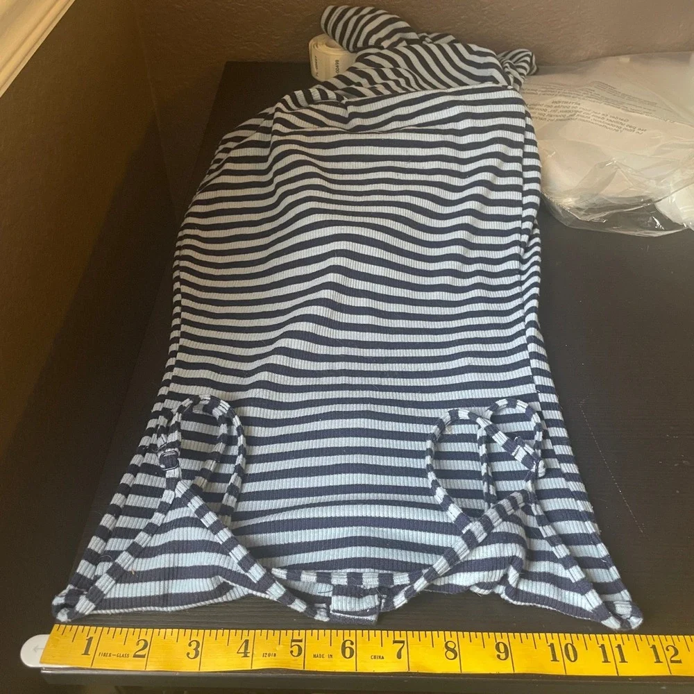 No Boundaries Y2K Preppy Henley‎ Midi Dress Coastal Striped Ribbed XXS Bodycon